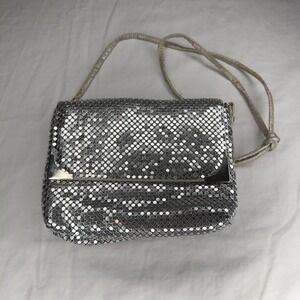 Silver Mesh Chainmail Clutch Shoulder Bag Evening Party Purse